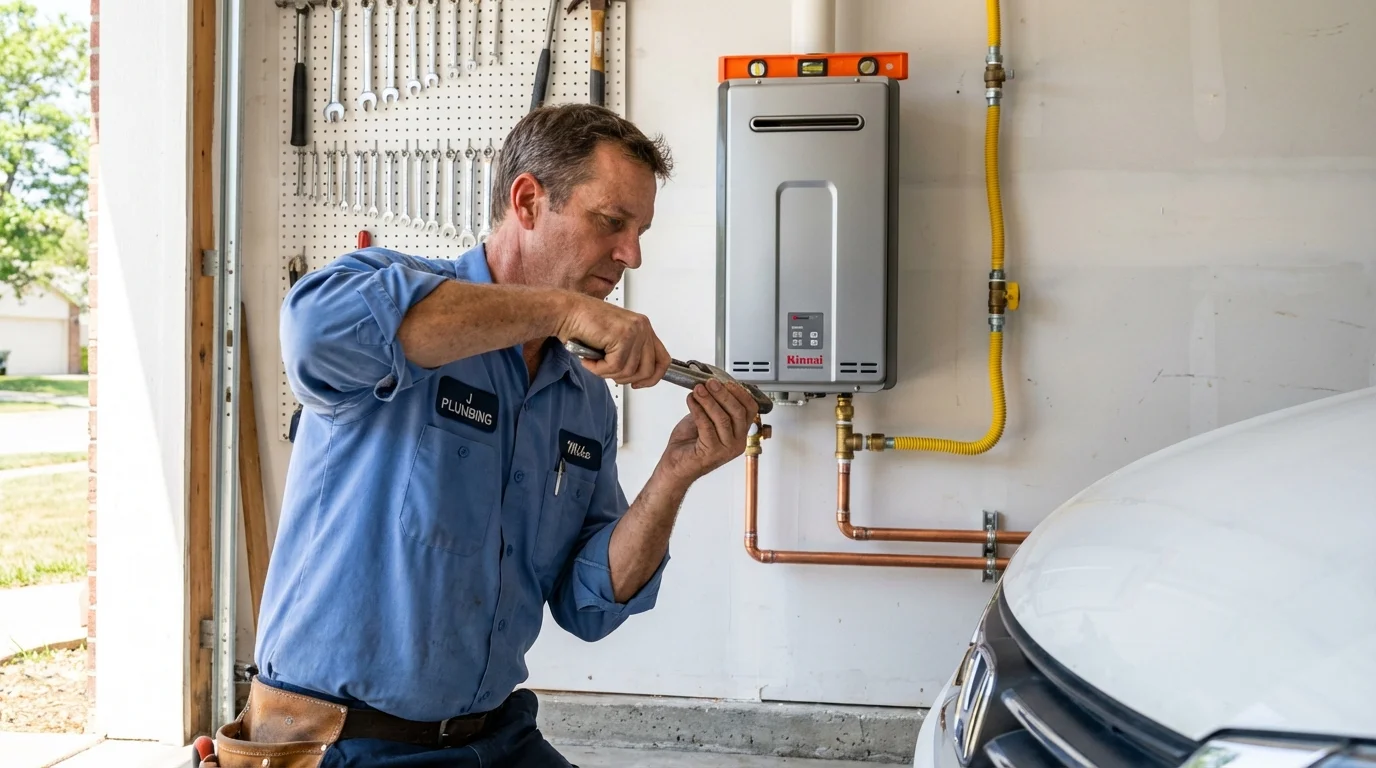 Tankless water heater installation by a Johns Plumbing LLC plumber in Hooks